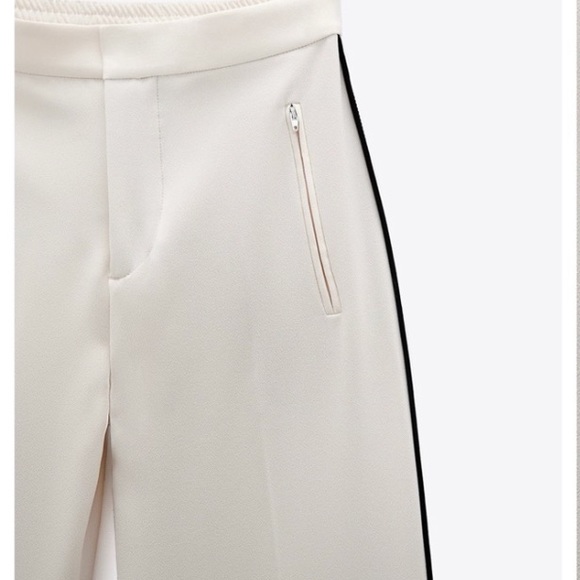 Zara Ecru Flowy High-waisted Trousers Size Small - Picture 5 of 6